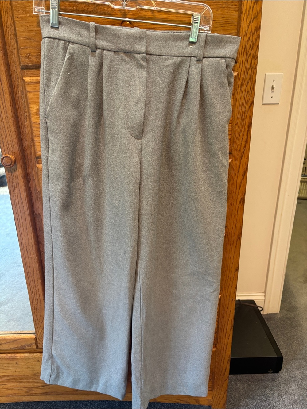 Abercrombie & Fitch Light Gray Pleated Wool  Dress Pants